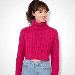 🆕 Love Tree Cropped Cable Knit Turtleneck Sweater